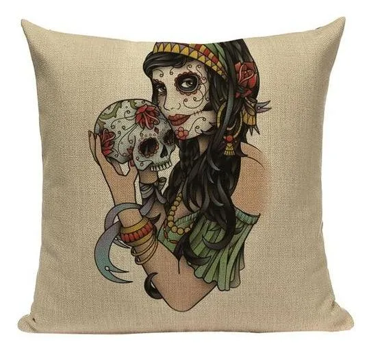 Coussin Tête De Mort Femme Mexicaine
