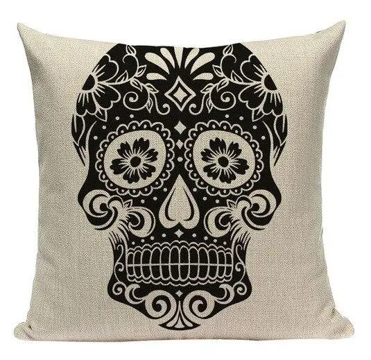 Coussin Tête De Mort Noir