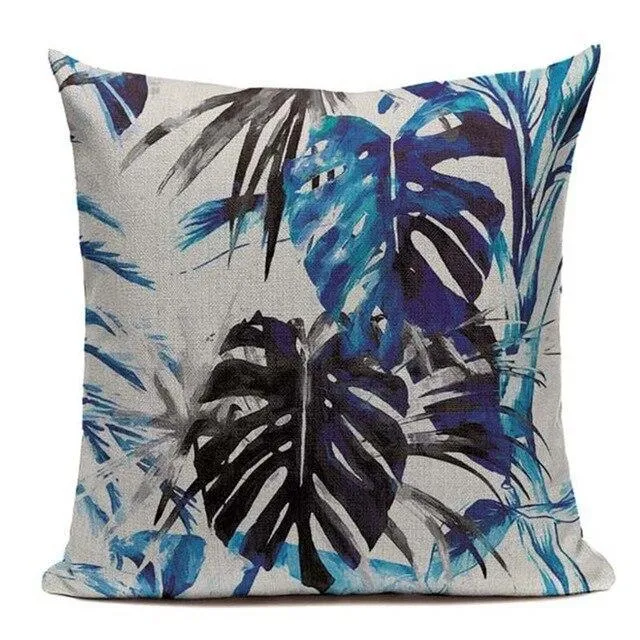 Coussin Jungle Bleu