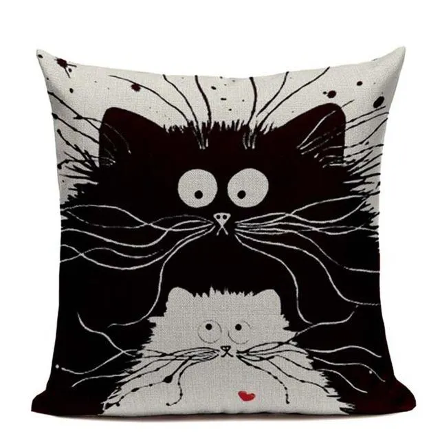 Housse De Coussin Motif Chat