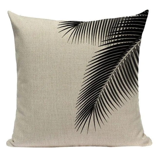 Coussin Palmier Noir Et Blanc