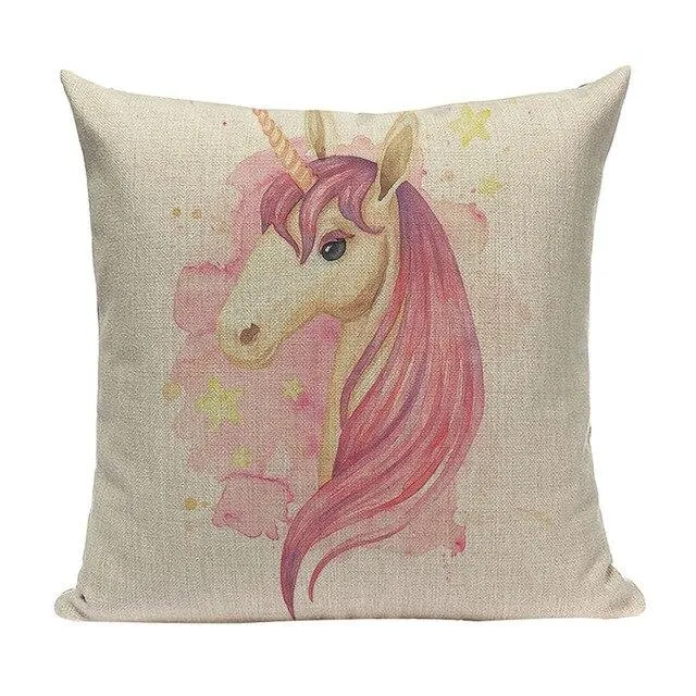 Coussin Licorne Rose