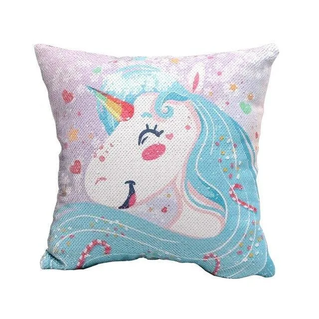 Coussin Licorne Tricot
