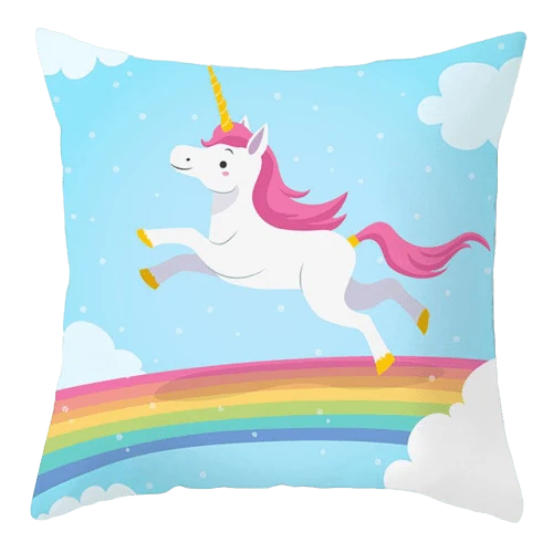 Coussin Licorne Bleu