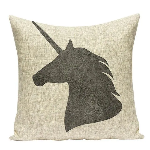 Coussin Licorne Gris