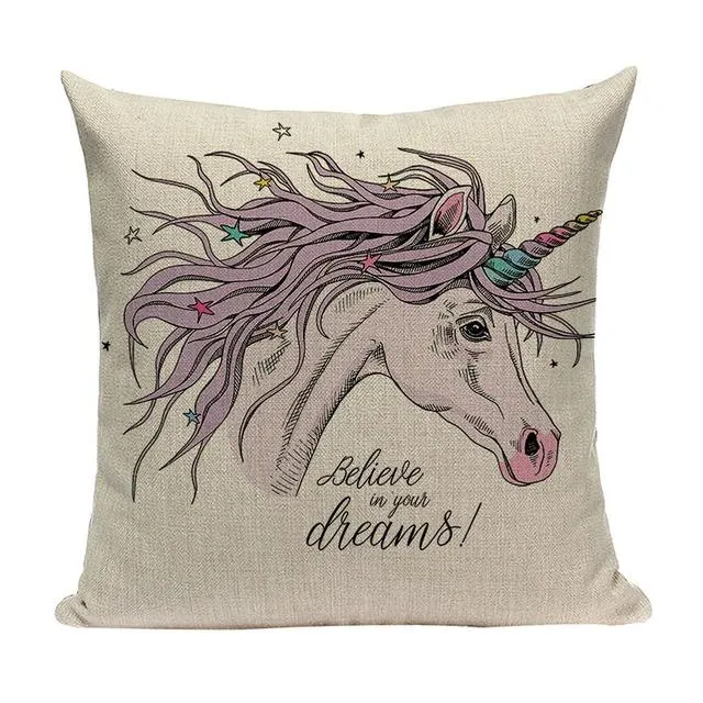 Coussin Licorne Rosâtre