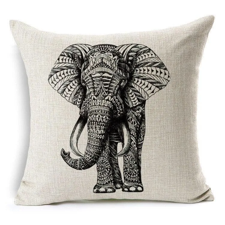 Coussin Éléphant Noir