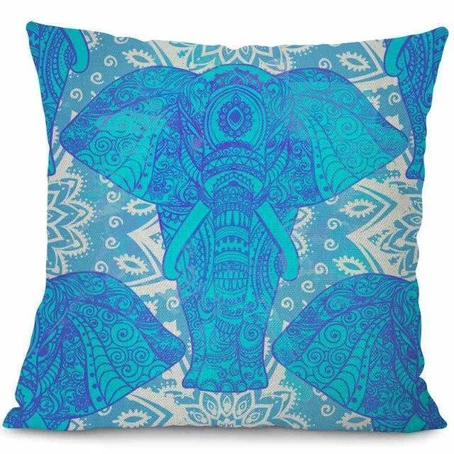 Coussin Éléphant Bleu