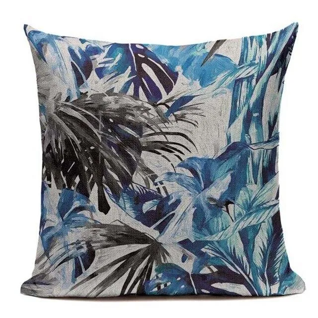 Coussin Bleu Végétal