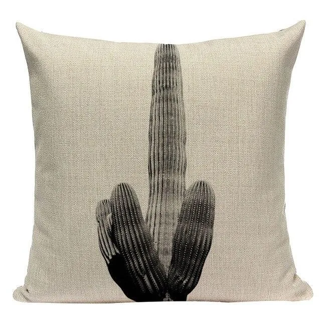 Coussin Cactus Noir Et Blanc