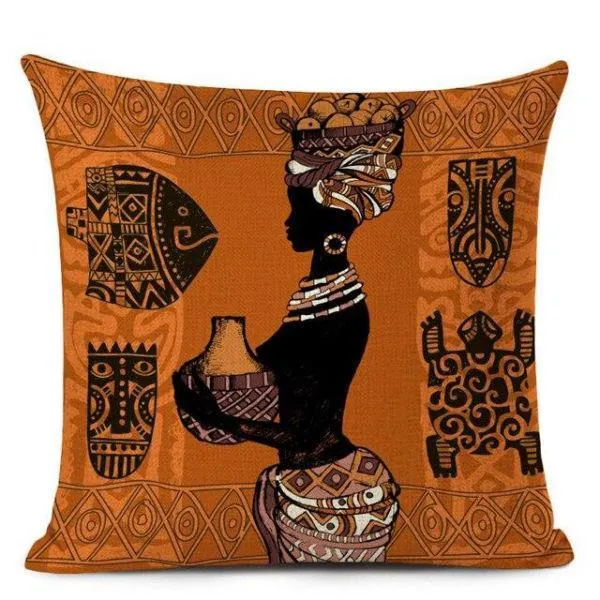 Housse Coussin Ethnique Orange