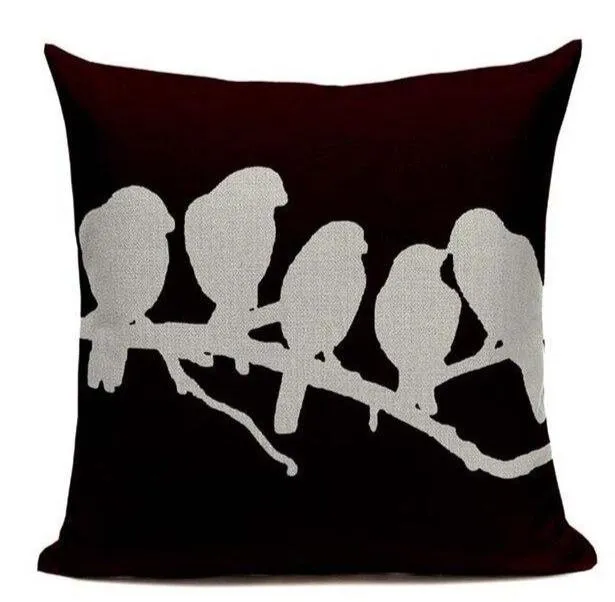 Coussin Oiseaux Blanc