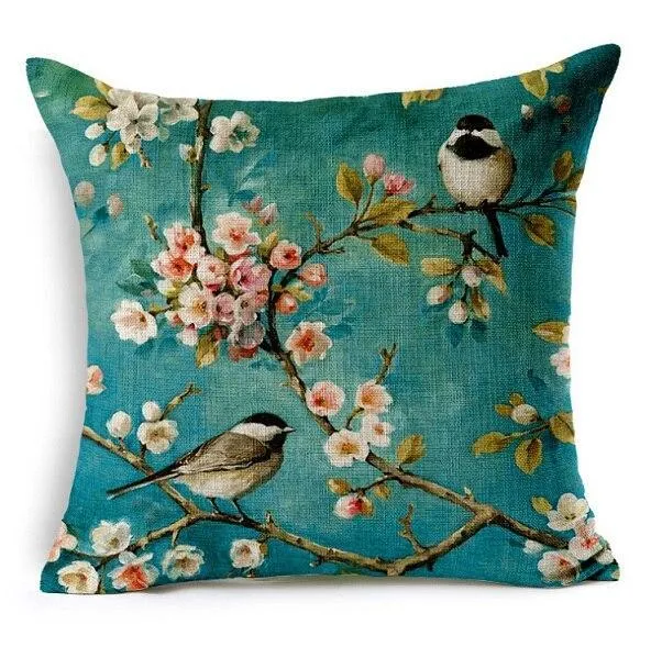 Coussin Oiseaux Fleuri