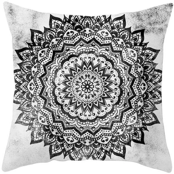 Coussin Motif Ethnique Noir Et Blanc
