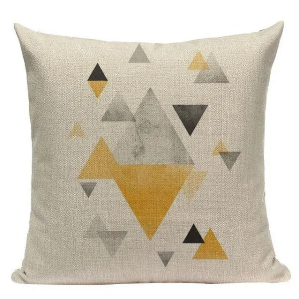 Coussin Motif Géométrique Jaune