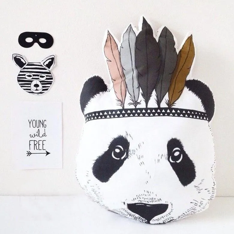 Coussin Panda Indien Minimel