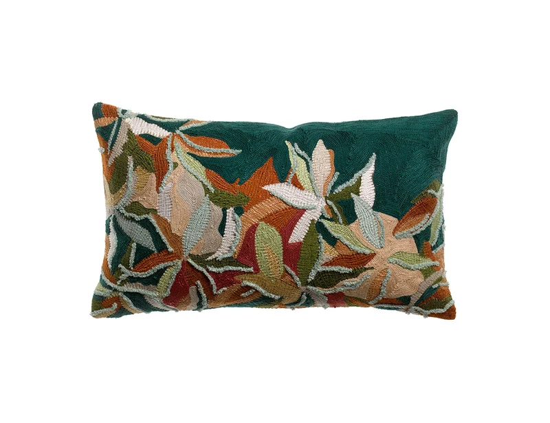 Coussin Coton brodé - ALINA Pétrole