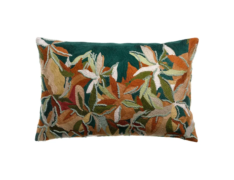 Coussin Coton brodé - ALINA Pétrole