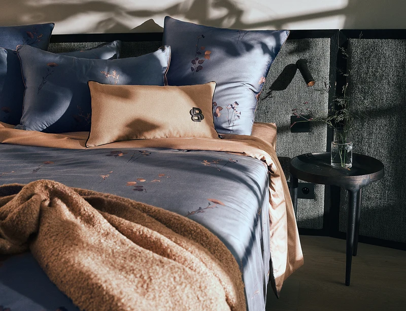 Drap plat Satin de coton - MIDNIGHT FLOWER